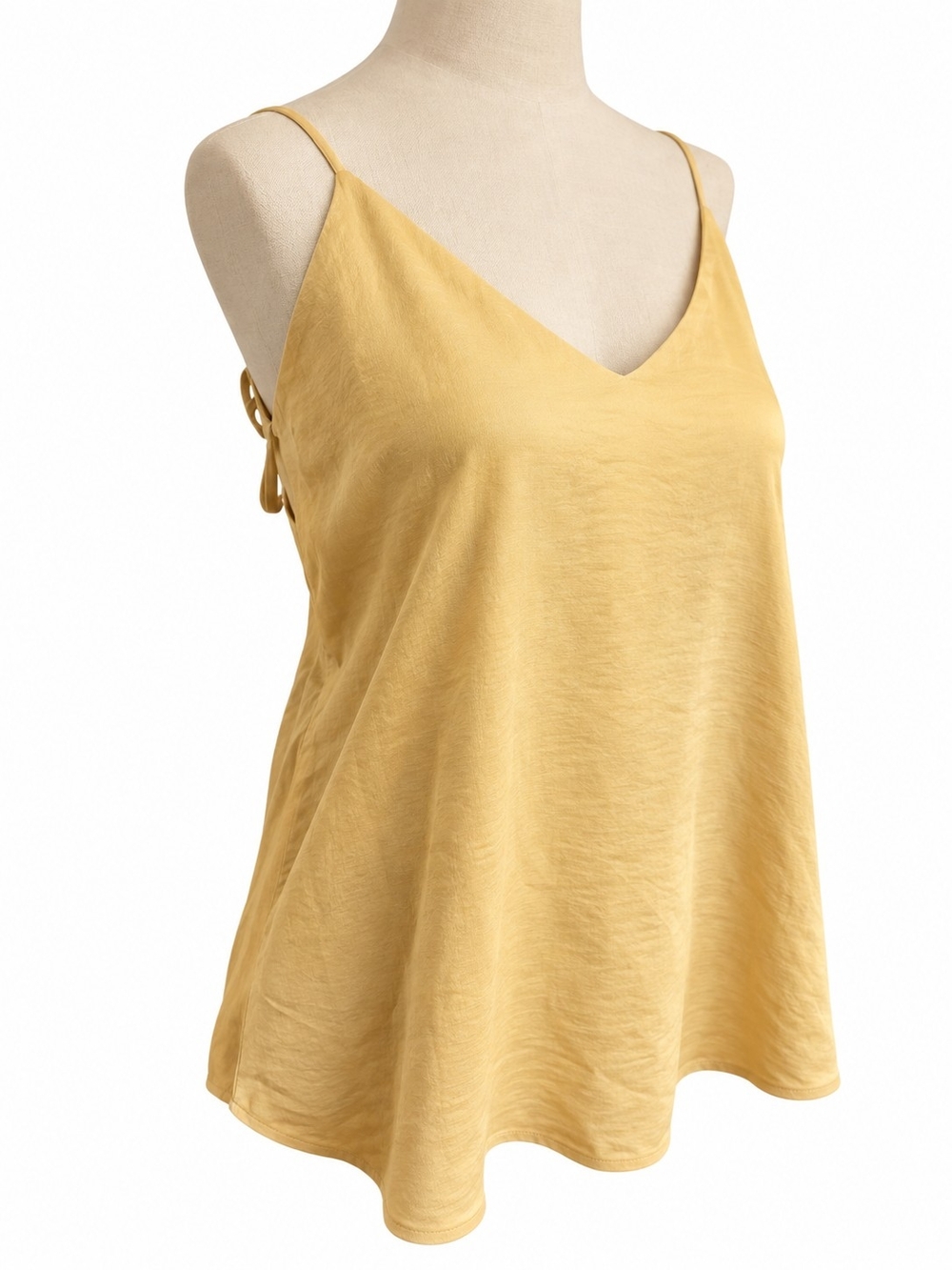 Express Women’s M Mustard Gold Satin V Neck Cami Tank Top